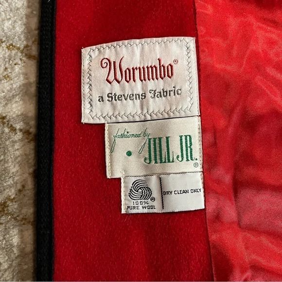 Vintage Worumbo a Stevens Fabric Fashioned by Jill Jr. 100% Wool Red Pea Coat - Picture 2 of 11